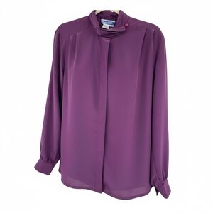 Pendleton Classics Women's Size 8 purple chiffon Blouse hidden button closure